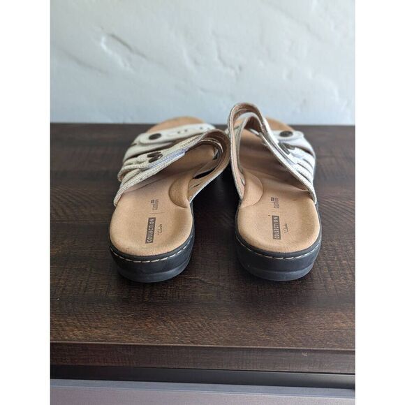 Clarks Collections White Three Strap Leisa Lakia Slide Sandals - Size 11 - Picture 4 of 7